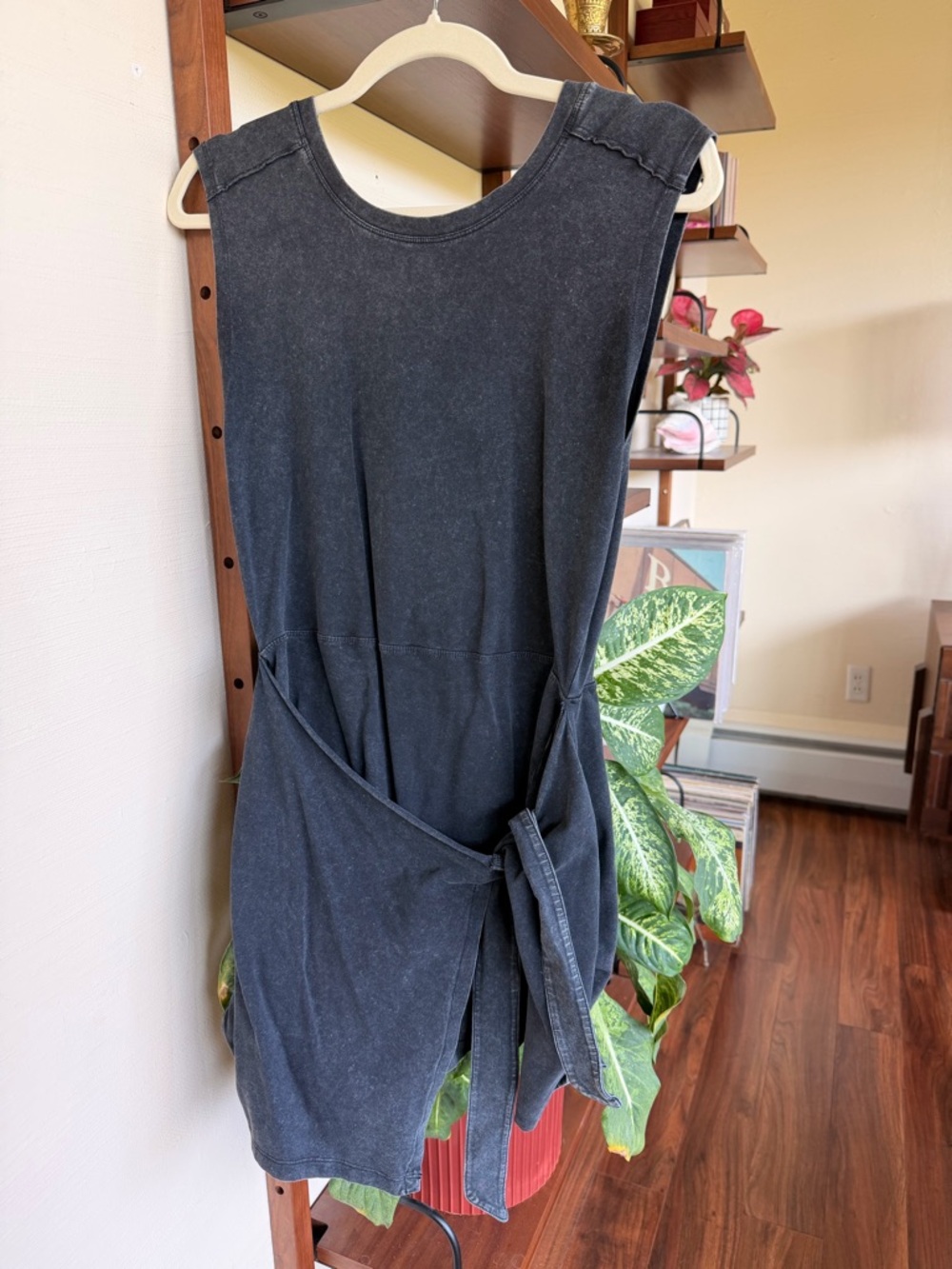 Free People Movement Washed Black Sleeveless Hot Shot Sarong Romper
